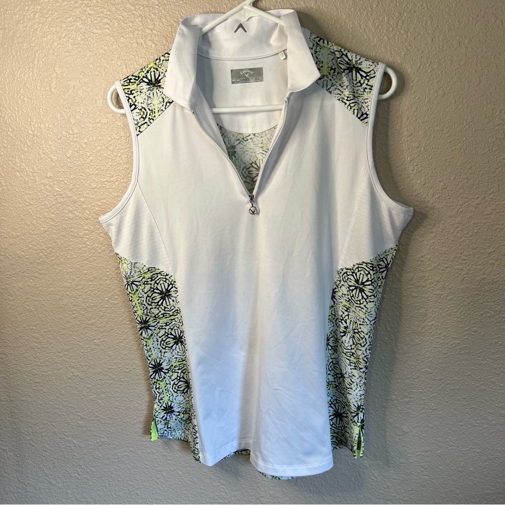 Callaway Golf White with floral pattern Polo Tank